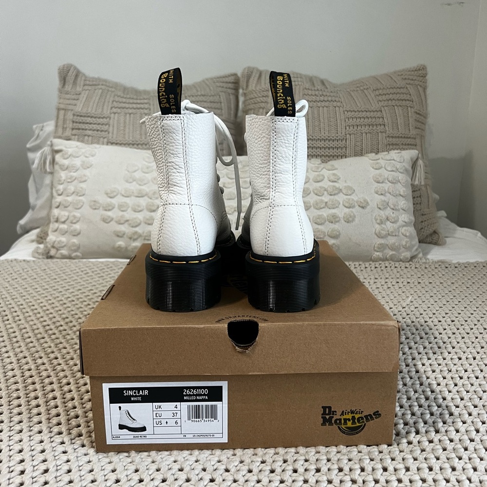 Dr. Martens White Combat Boots with Chunky Platform - Picture 3 of 6